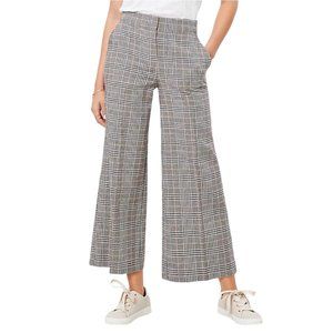 Loft Curvy Glen Plaid High Rise Wide Leg Crop Trouser Pants Size 8